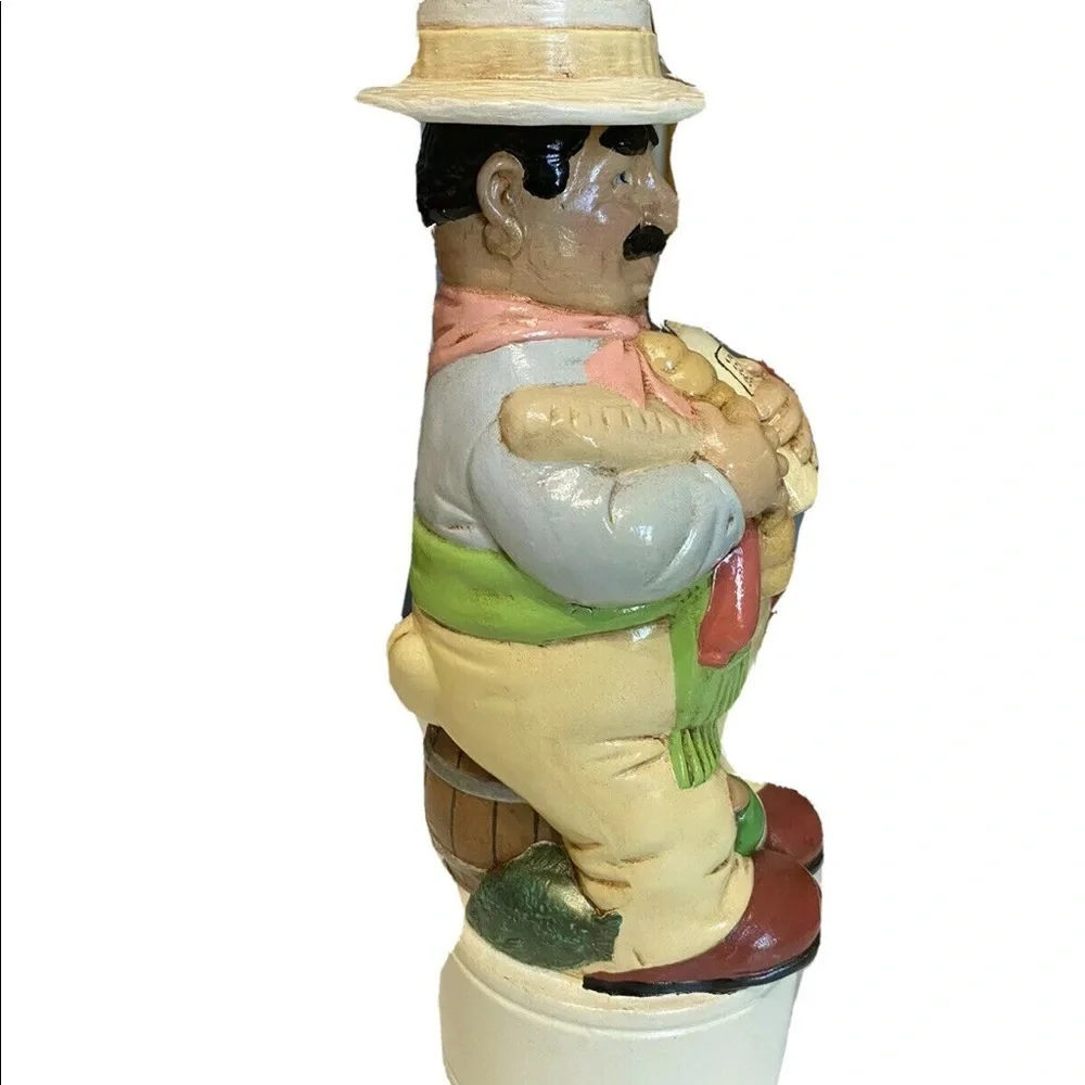 Vintage Alberta Italian Man Wine Sausage Bread Jug Barrel Decanter Barwa…